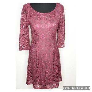 ModCloth maroon burgundy lace overlay dress size Small